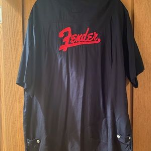 Vintage Fender Guitar Bowling Shirt - Men XL - Chain Stitching Logo - Rockabilly